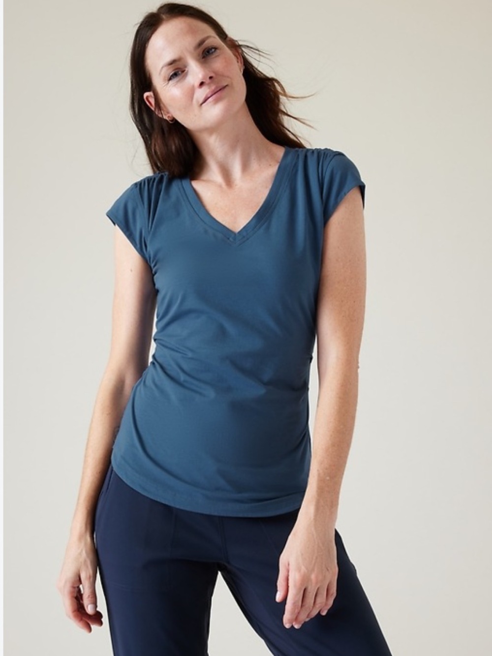 Great Condition! Athleta Outbound V-Neck Tee in Jay Blue (L)